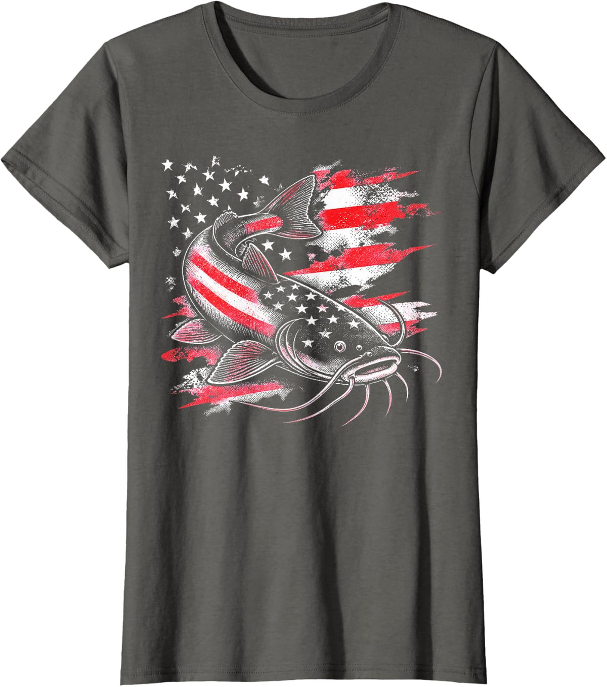 American Catfish Angler Catfish Fishing T-Shirt - Asphalt Grey