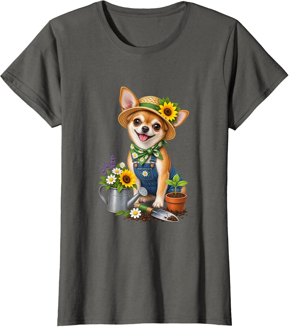 Chihuahua Gardening Gift T-Shirt - Asphalt Grey