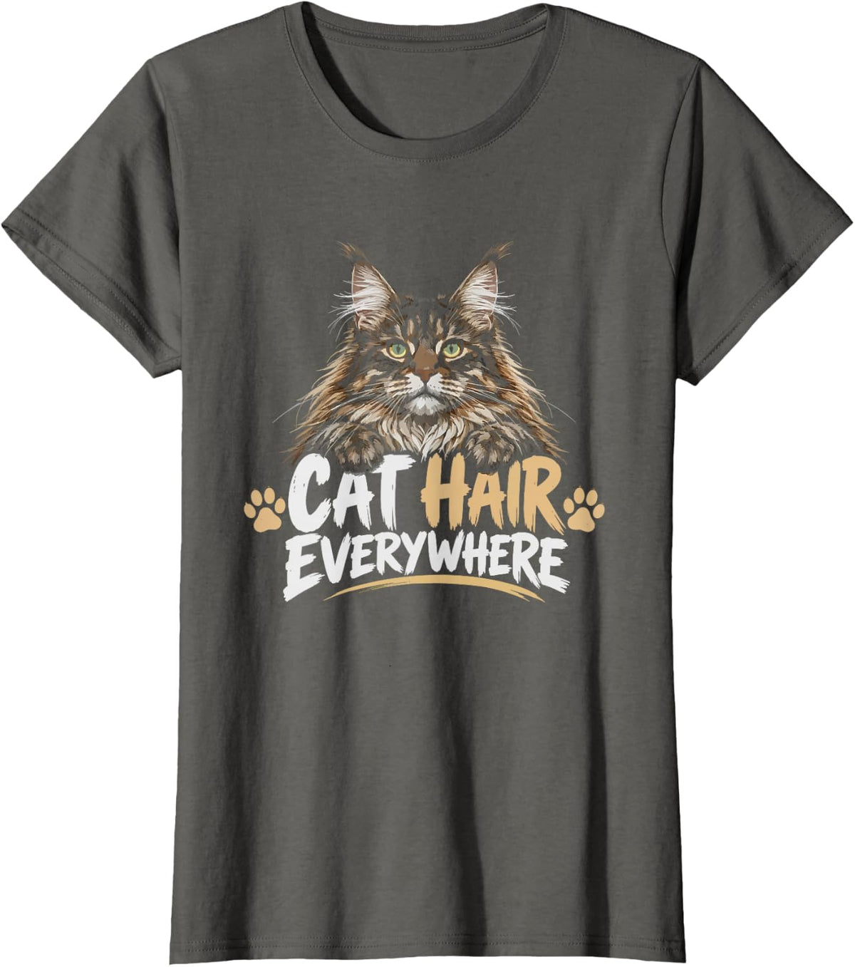 Maine Coon Cat Mom Yes There Hair Everywhere Humor Lover T-Shirt - Asphalt Grey