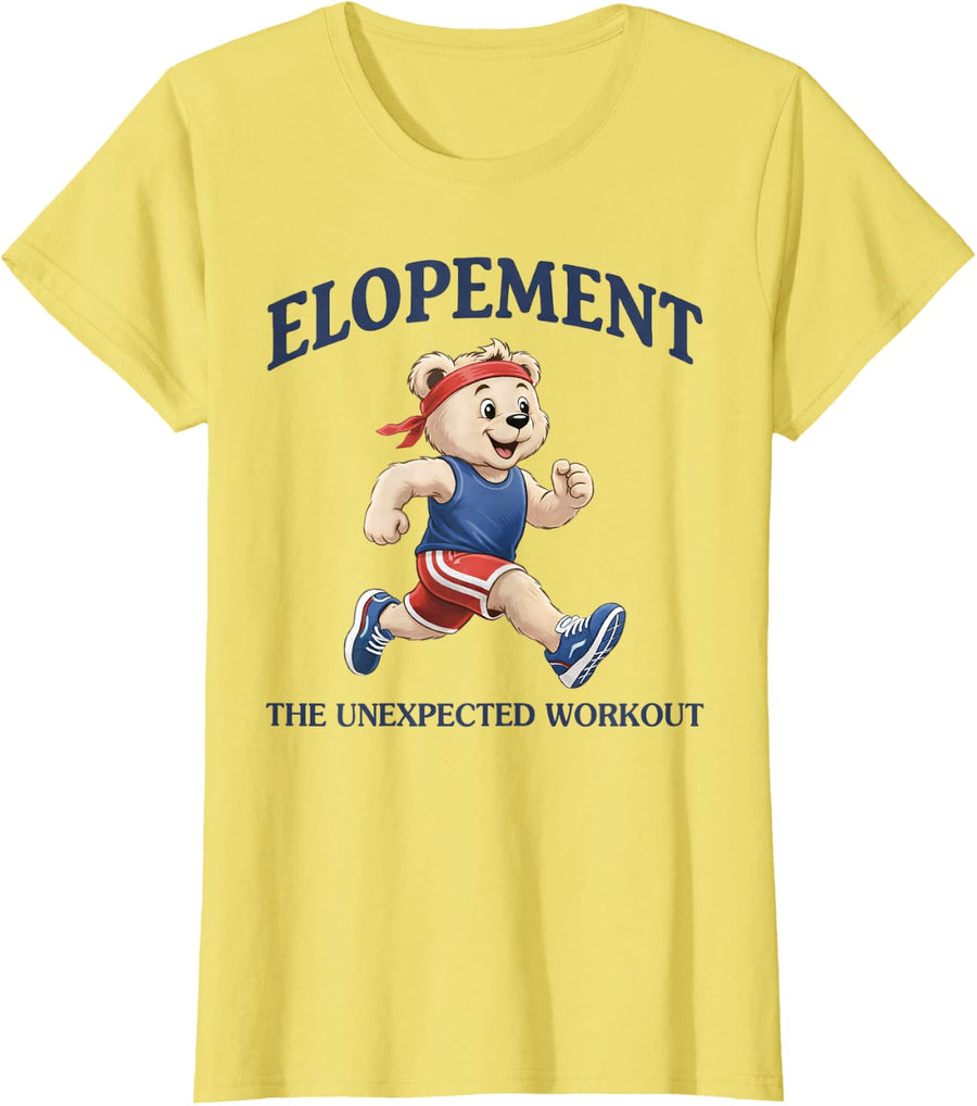 Autism Neurodiversity Bear Elopement The Unexpected Workout T-Shirt - Lemon Yellow