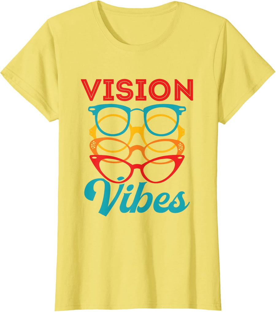 Vision Vibes Optometrist Optometry Tees T Shirts Optician Eye Eyeglasses Staff Optical Team - Lemon Yellow