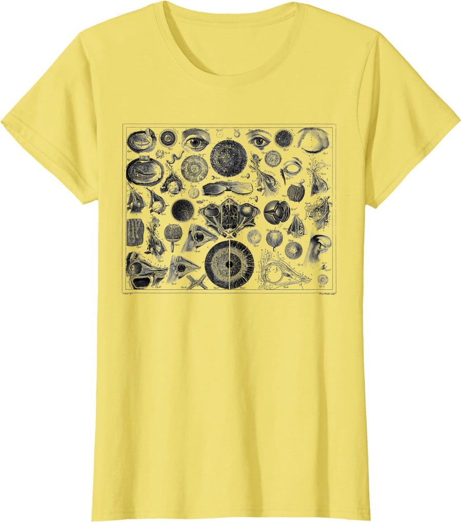 The Human Eye Eyeball Vintage 1800 Anatomy T-Shirt - Lemon Yellow