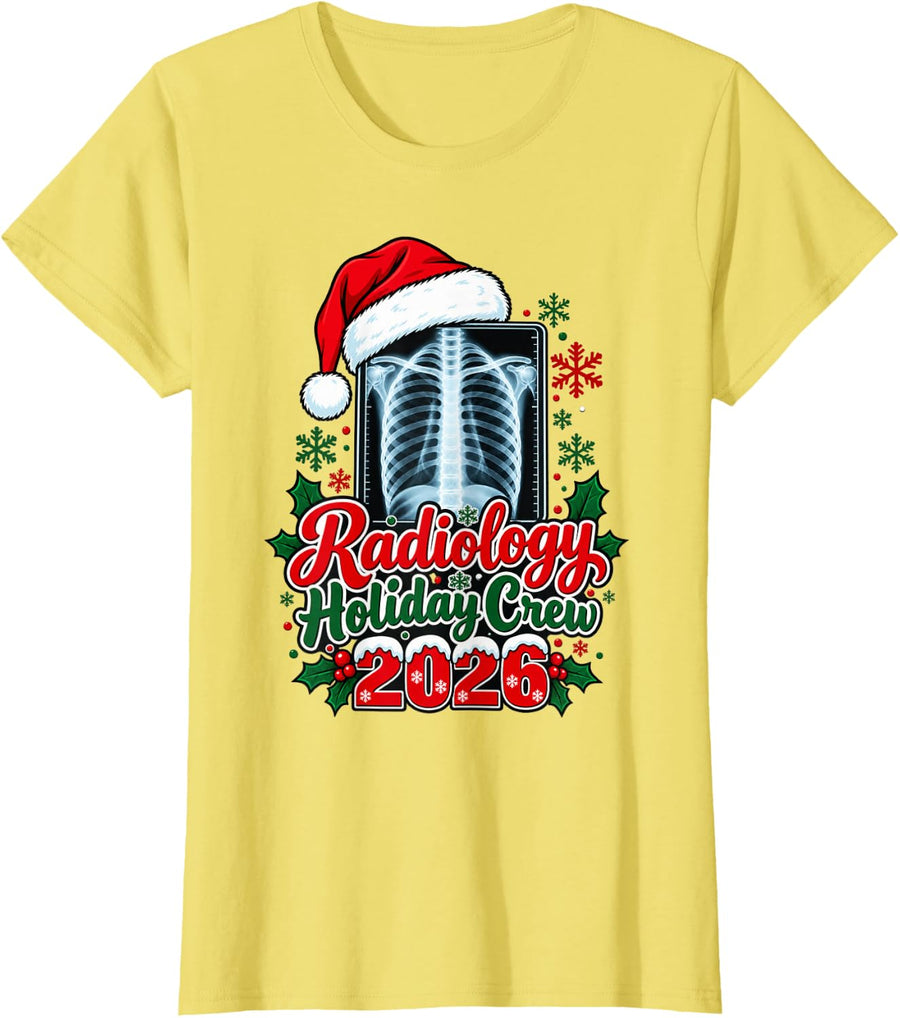 Radiology Christmas Squad 2026 Xray Department Crew T-Shirt - Lemon Yellow