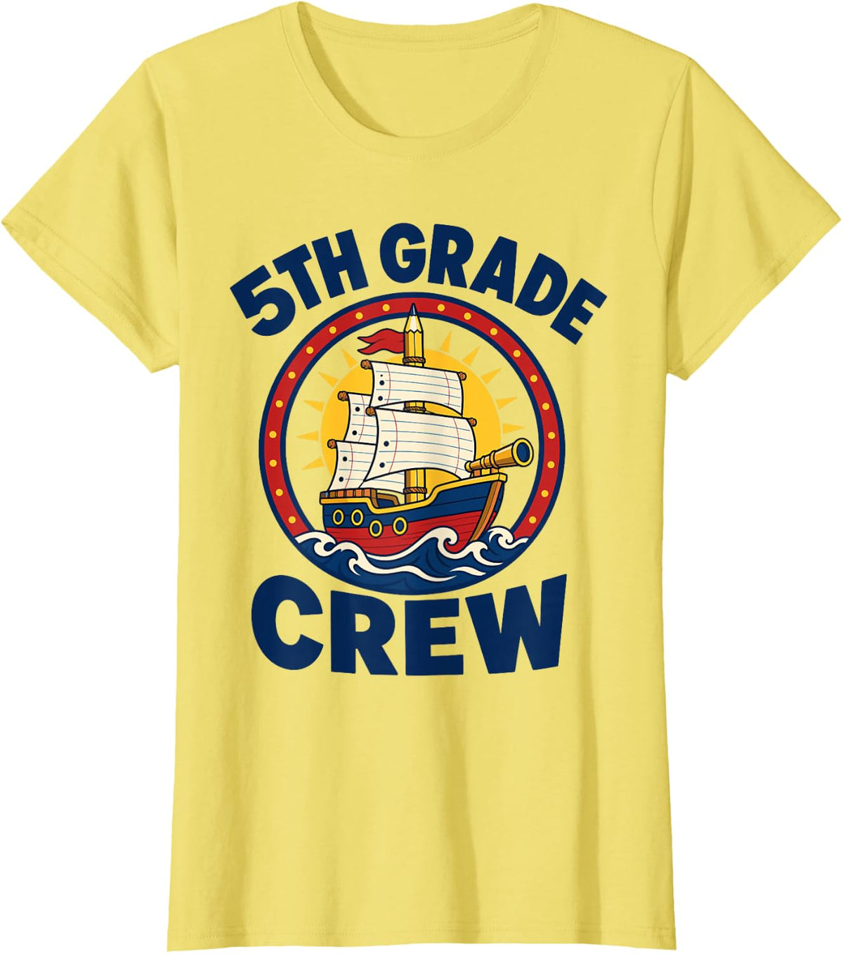 5th Grade Crew Teacher Back to School T-Shirt - Lemon Yellow