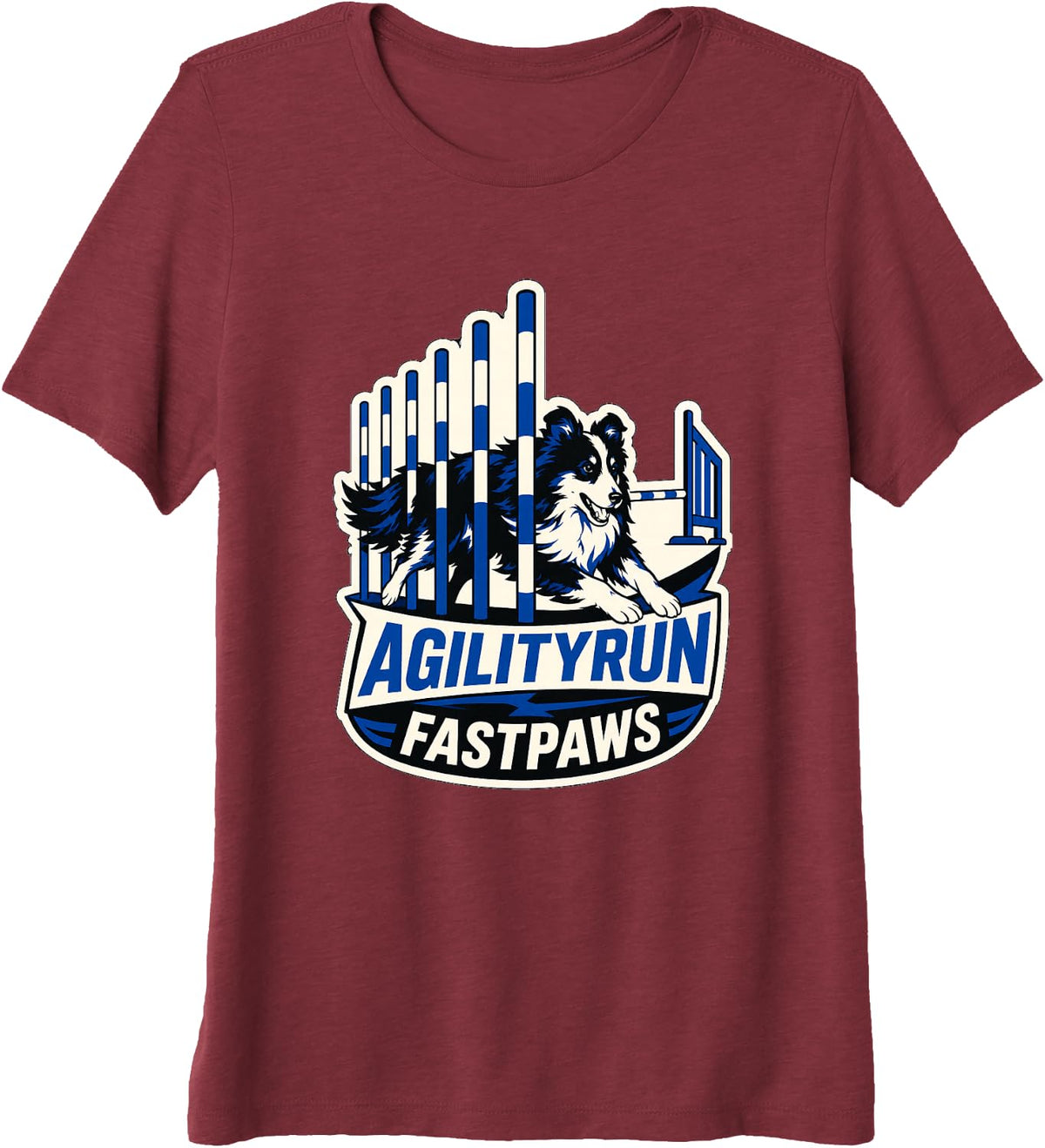 Sheltie Shetland Sheepdog Agility Weave Dog Gift Premium Tri-Blend T-Shirt - Burgundy