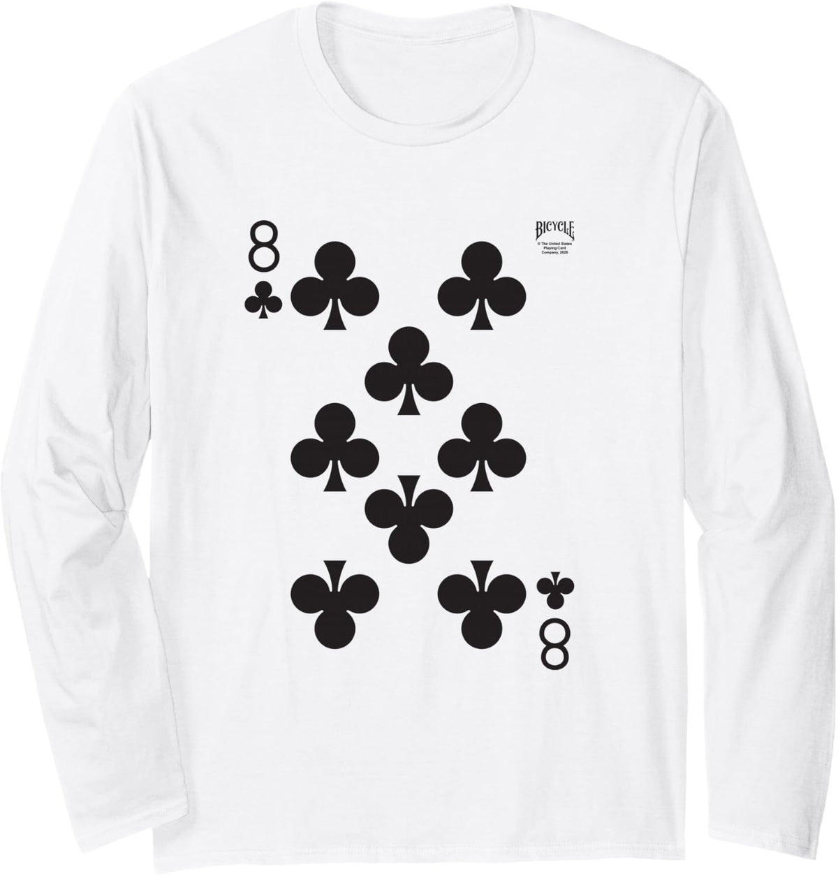 Eight of Clubs Playing Card Easy Halloween Group Costume Long Sleeve T-Shirt - Adult Unisex White