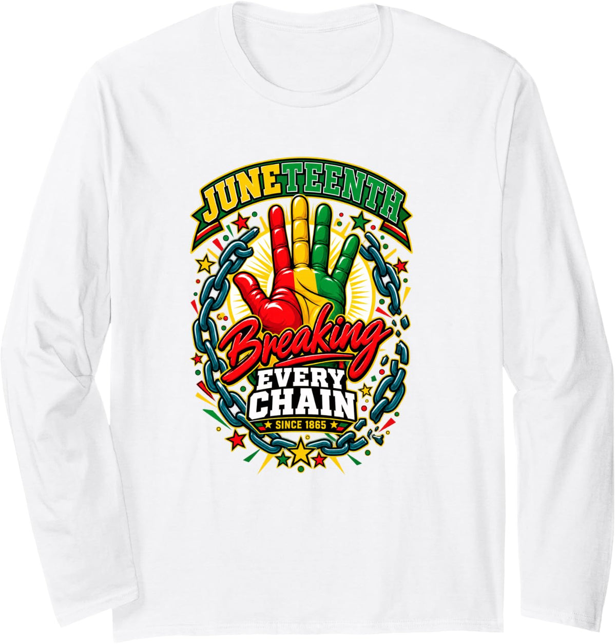 Juneteenth Breaking Every Chain Since 1865 Kids Long Sleeve T-Shirt - Adult Unisex White