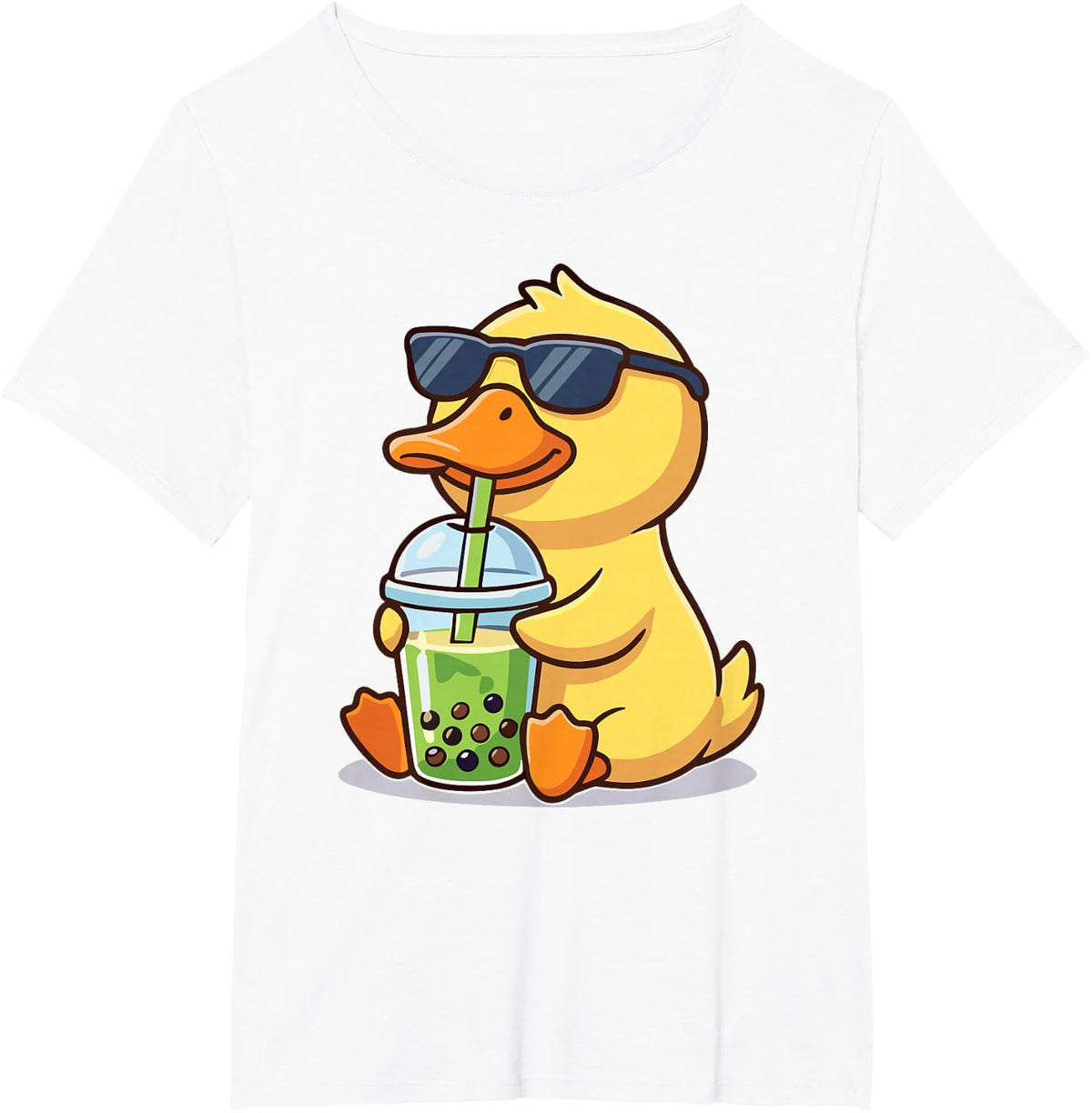 Cute Duck Boba Lover Kawaii Bubble Tea Funny Graphic T-Shirt - White