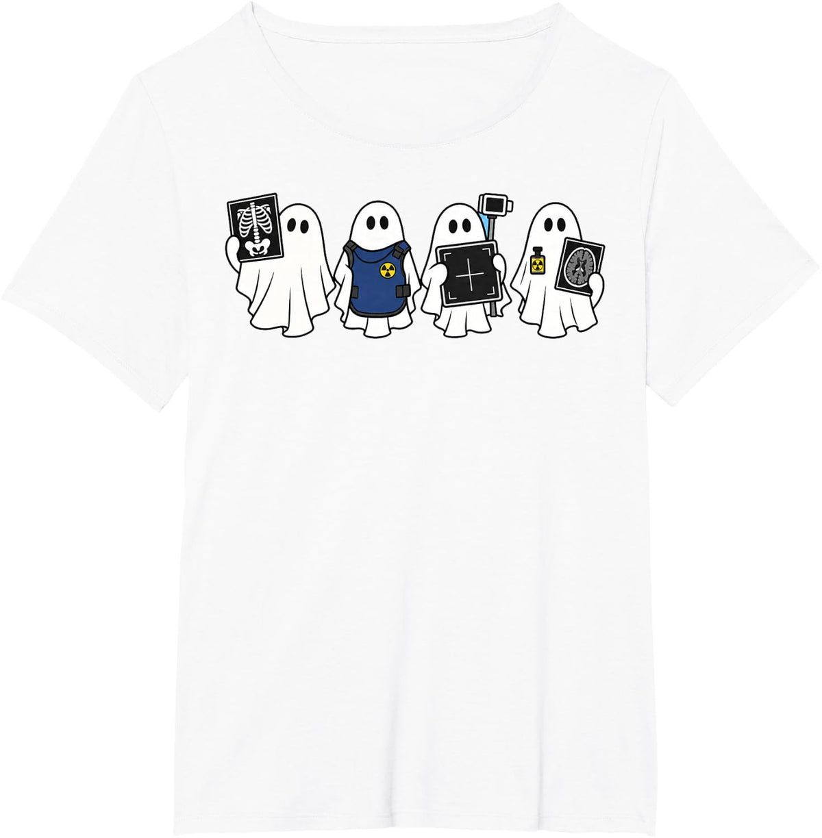 Radiology Ghost Xray Tech Halloween Nurse Spooky Season T-Shirt - White