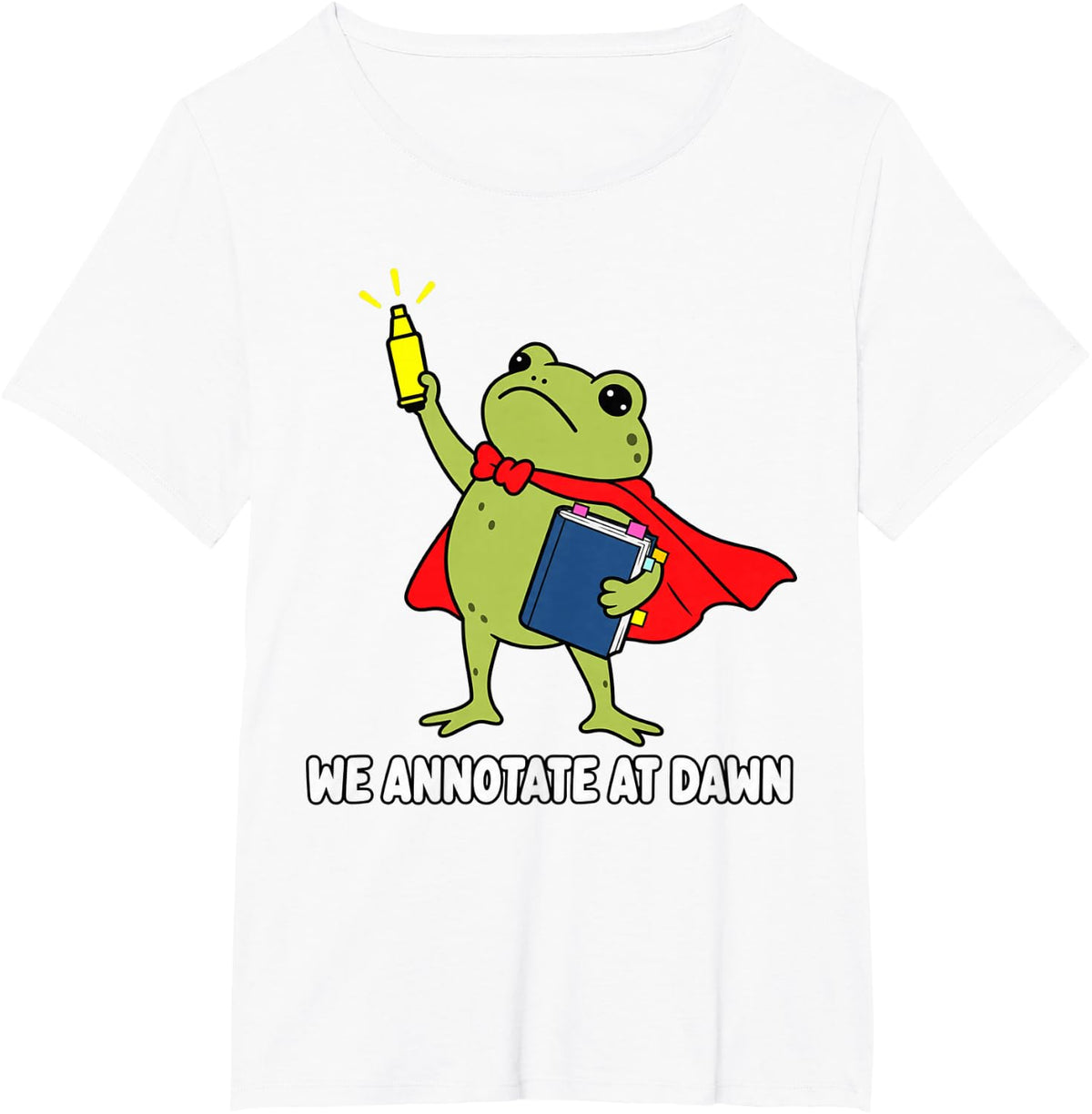 English Teacher Reading Highlighter Frog Classroom Humor T-Shirt - White