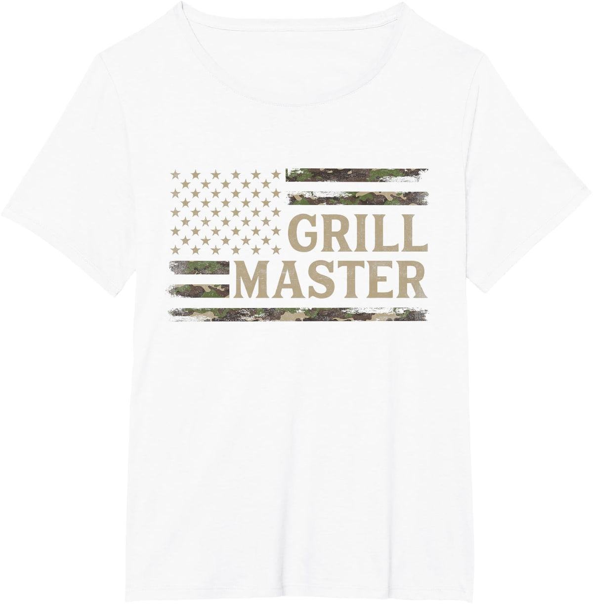 Grill Master Camo USA Flag Father's Day Camourflage Dad Papa T-Shirt - White