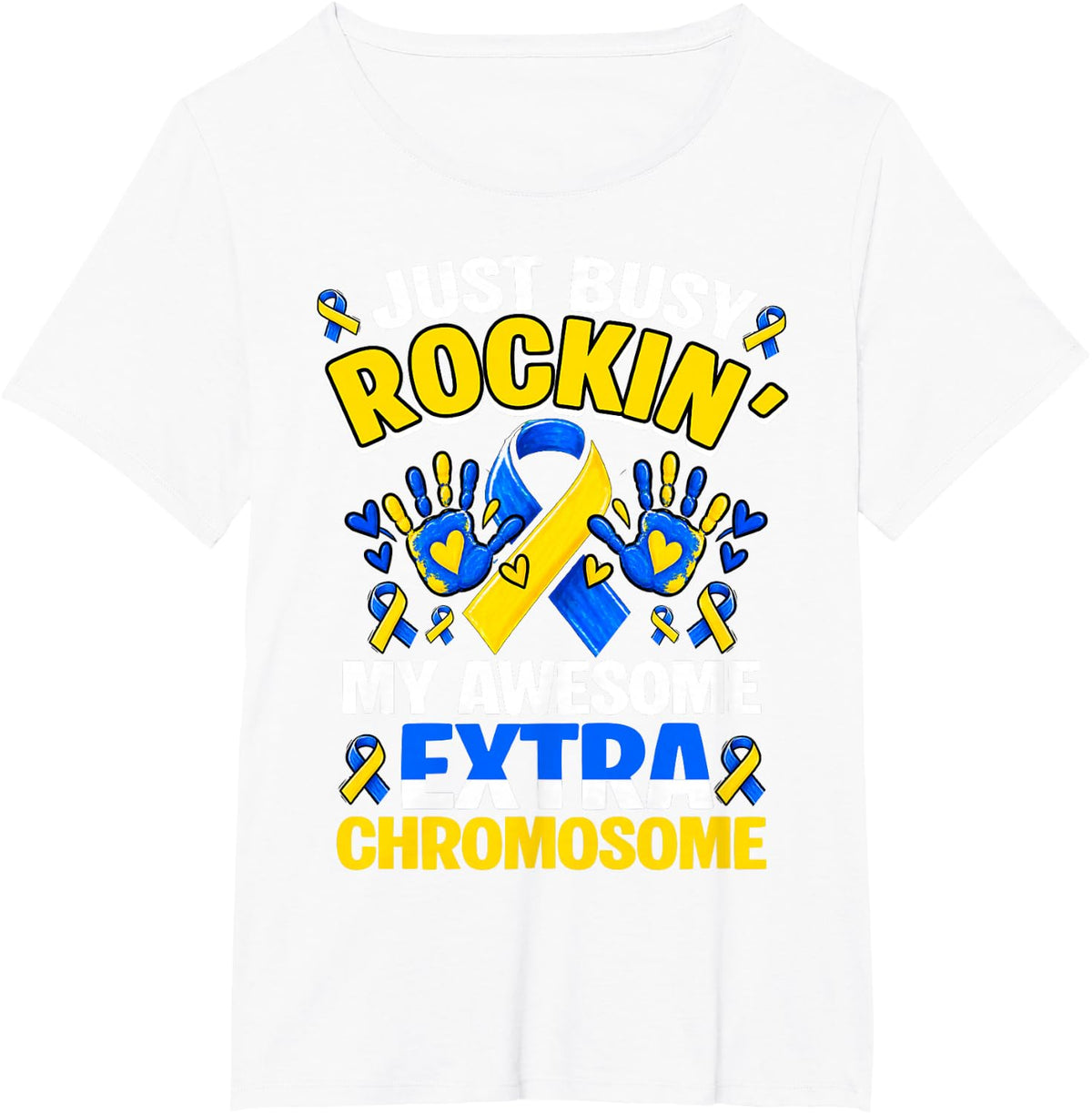 Down Syndrome Awesome Extra Chromosome Awareness Month T-Shirt - White