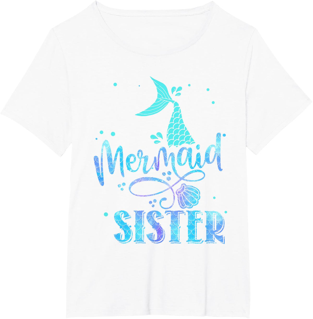 Mermaid Sister Funny Girls Women Family Matching Party Squad T-Shirt - White