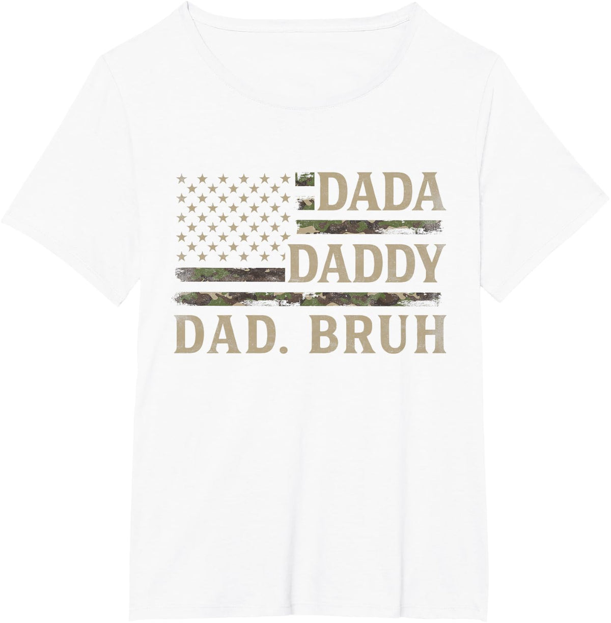 Dada Daddy Dad Bruh Camo USA Flag Father's Day Camourflage T-Shirt - White