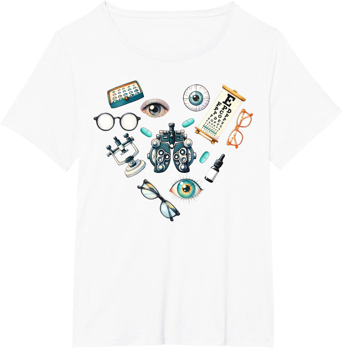Retro Heart Optometry Ophthalmology Ophthalmology Dr Optometric Tech T-Shirt - White