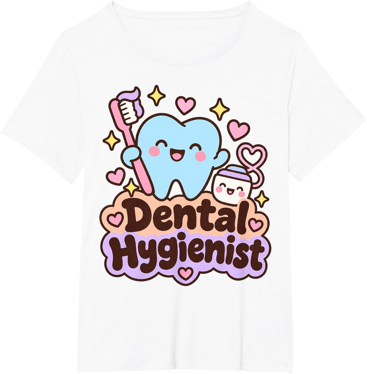 Dental Hygienist Cute Happy Tooth Dental Gift T-Shirt - White