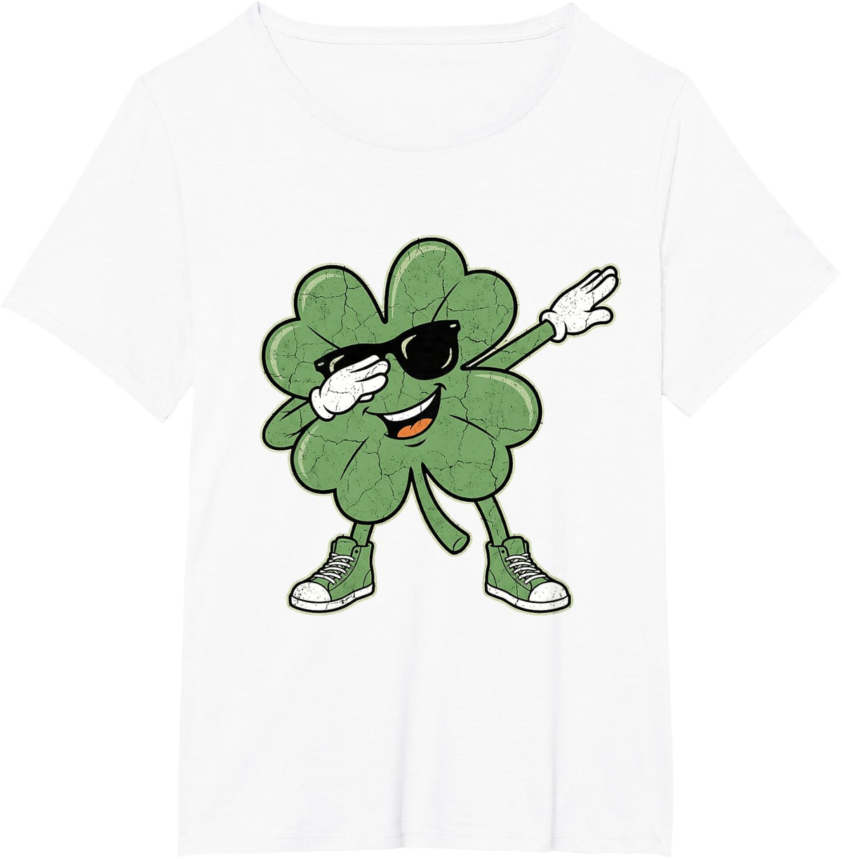 Dabbing Shamrock St Patricks Day Boys Kids St Paddys Pattys T-Shirt - White