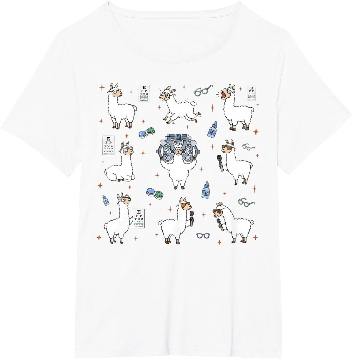 Cute Optometrist Llama Optometry Tech Sight Squad Eye Doctor T-Shirt - White