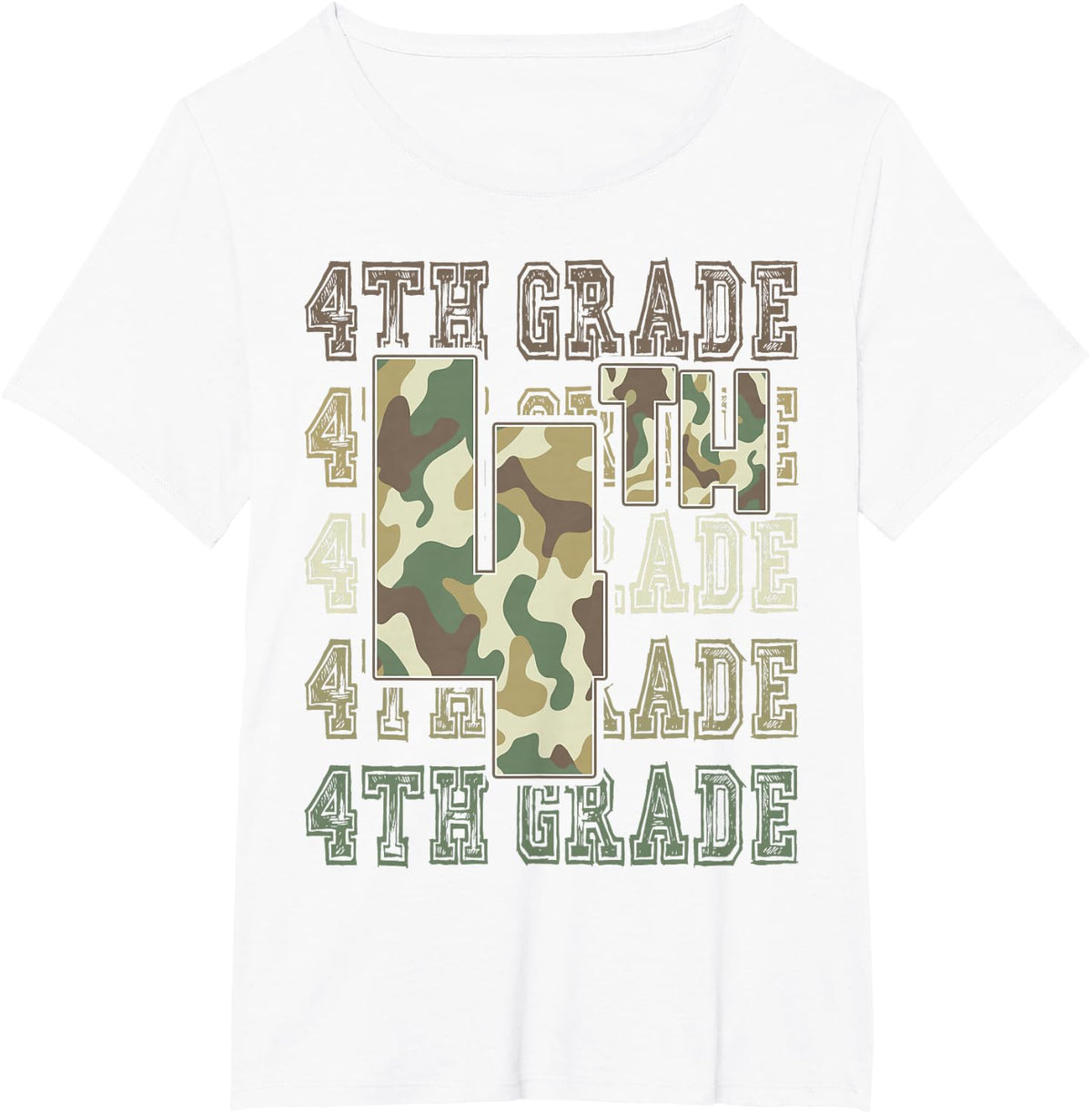Camo 4th Grade Squad First Day of School Boy Girl Teacher T-Shirt - White