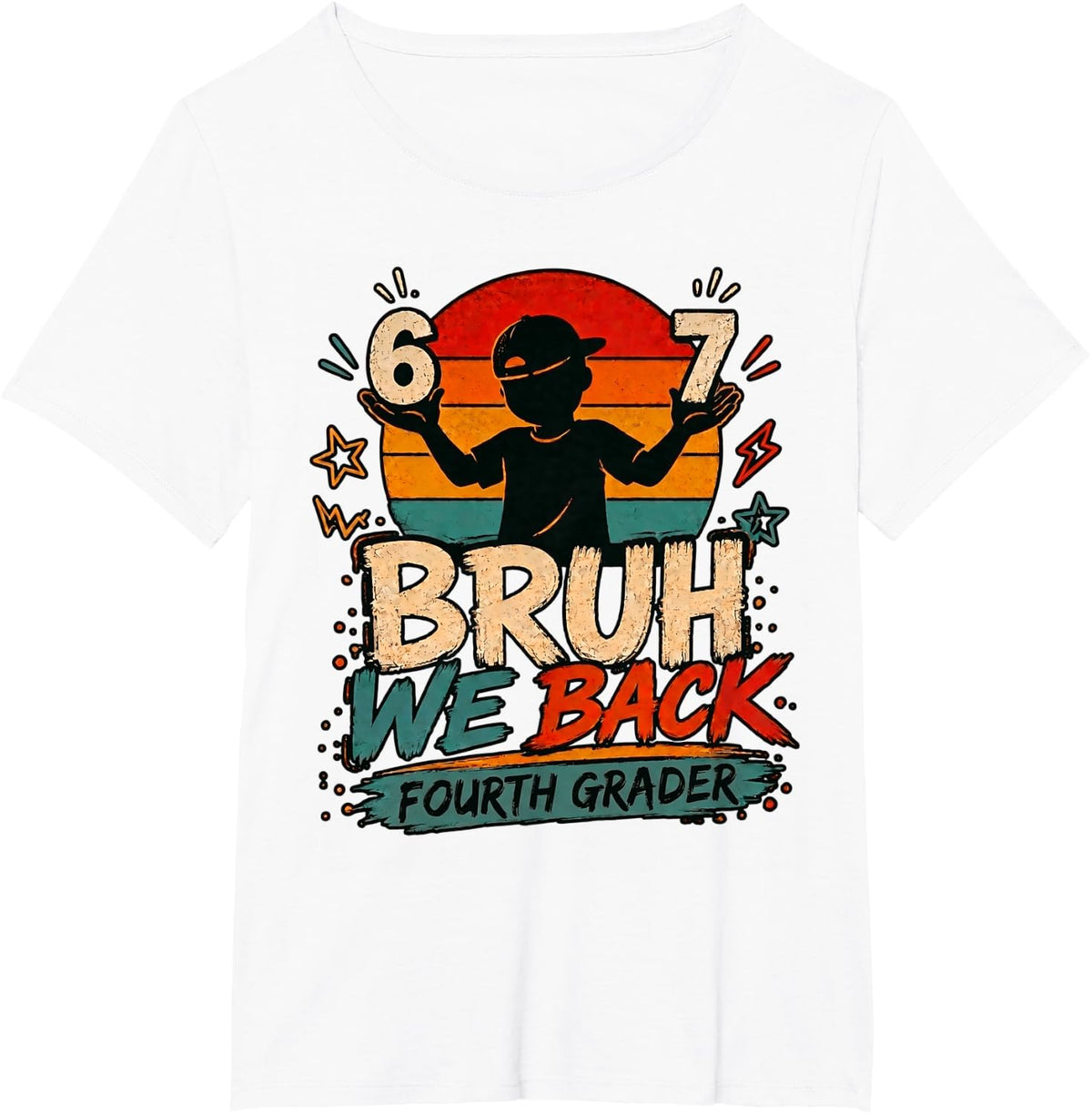 Funny 4th Grade Back to School Fourth Grade 6 7 Bruh We Back T-Shirt - White