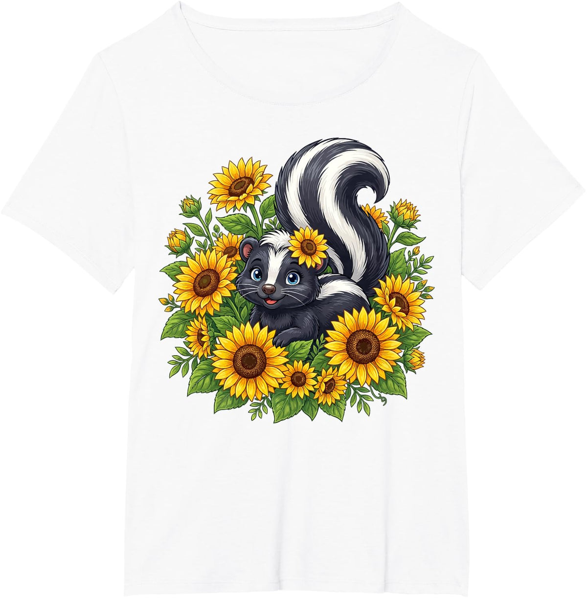 Cute Skunk Sunflower Wildlife Veterinarian Vet Student T-Shirt - White