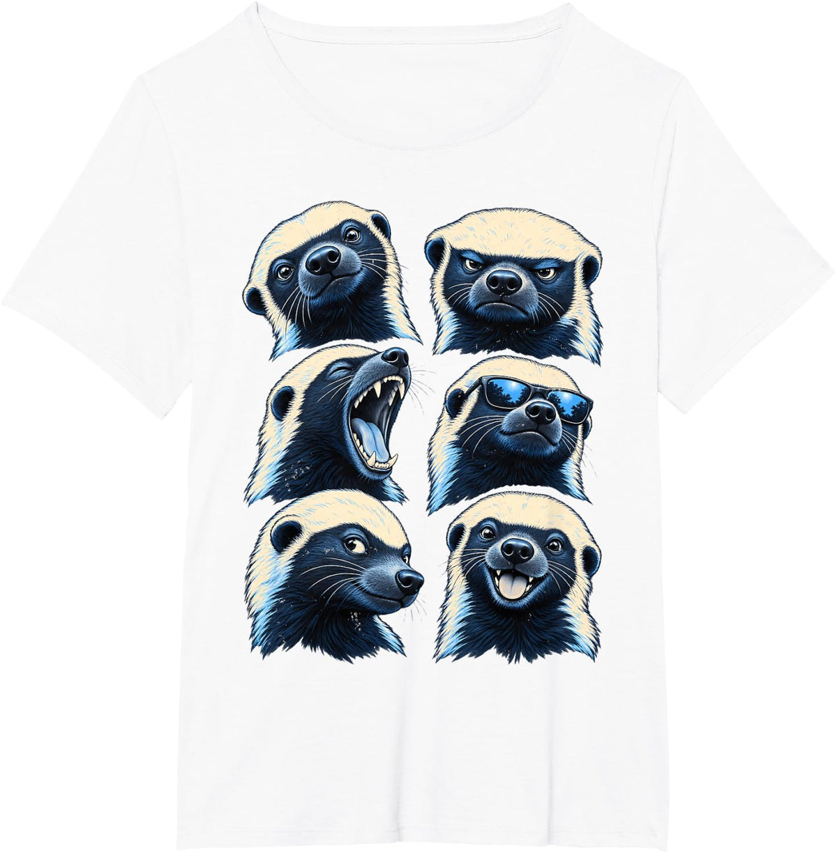 Funny Honey Badger Faces T-Shirt - White