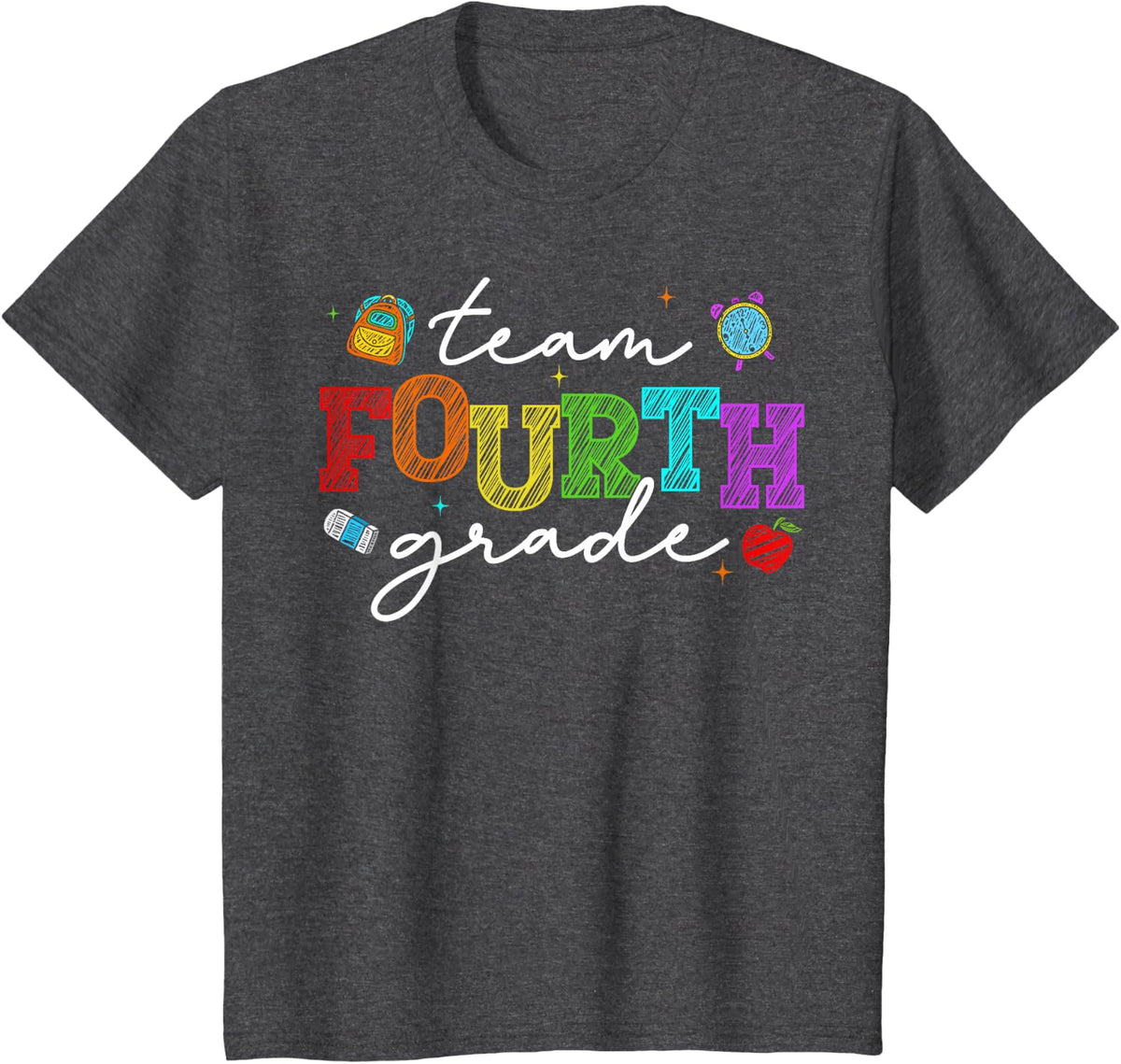 Back to School Team 4th Fourth Grade Teacher Kids T-Shirt - Dark Heather Grey