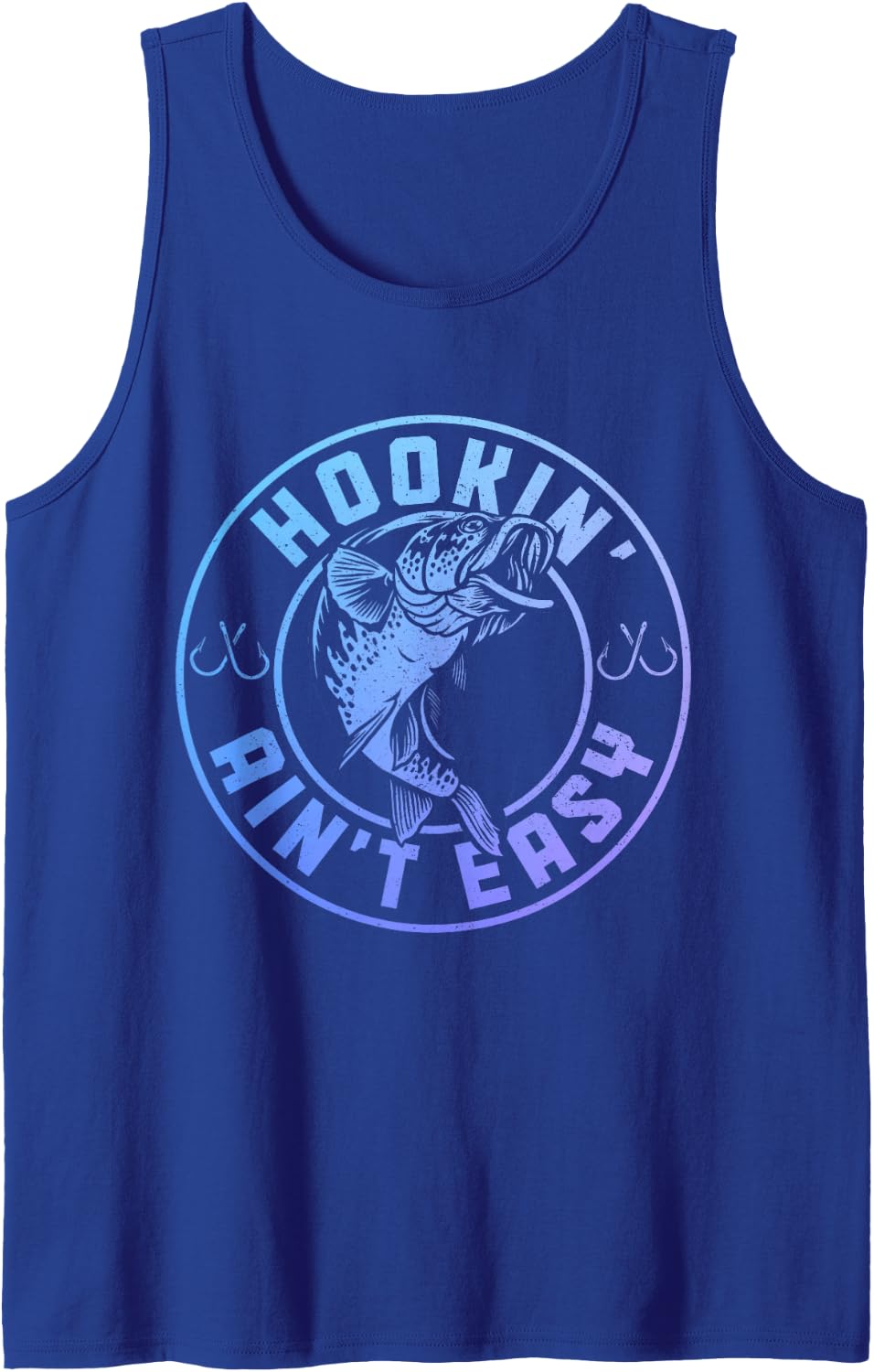 Hookin' Ain't Easy Funny Fishing Fisherman Vintage Tank Top - Royal Blue