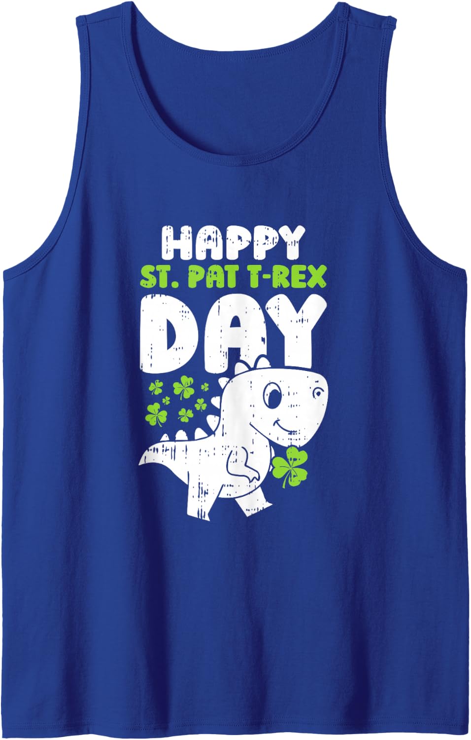 Happy St Pat Rex Dinosaur Saint Patrick's Day for Boys Girls Sleeveless Tank Top - Royal Blue