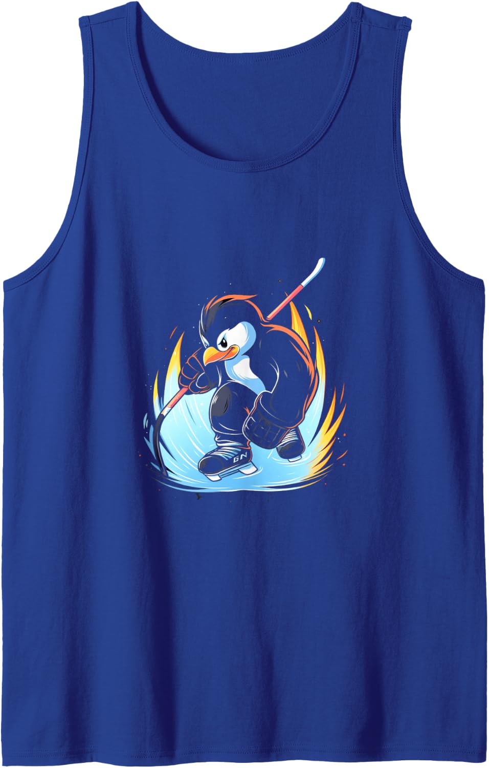 Hockey Player Penguin Hockey Stick Ice Hockey Skates Sleeveless Tank Top - Royal Blue