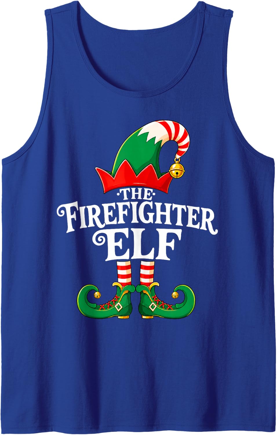 Firefighter Elf Christmas Matching Family Elf Squad Xmas Tank Top - Royal Blue