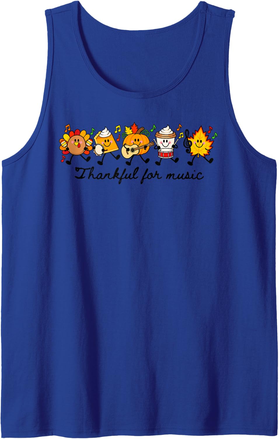Thanksgiving Music Teacher Fall Music Teacher Thankful Sleeveless Tank Top - Royal Blue