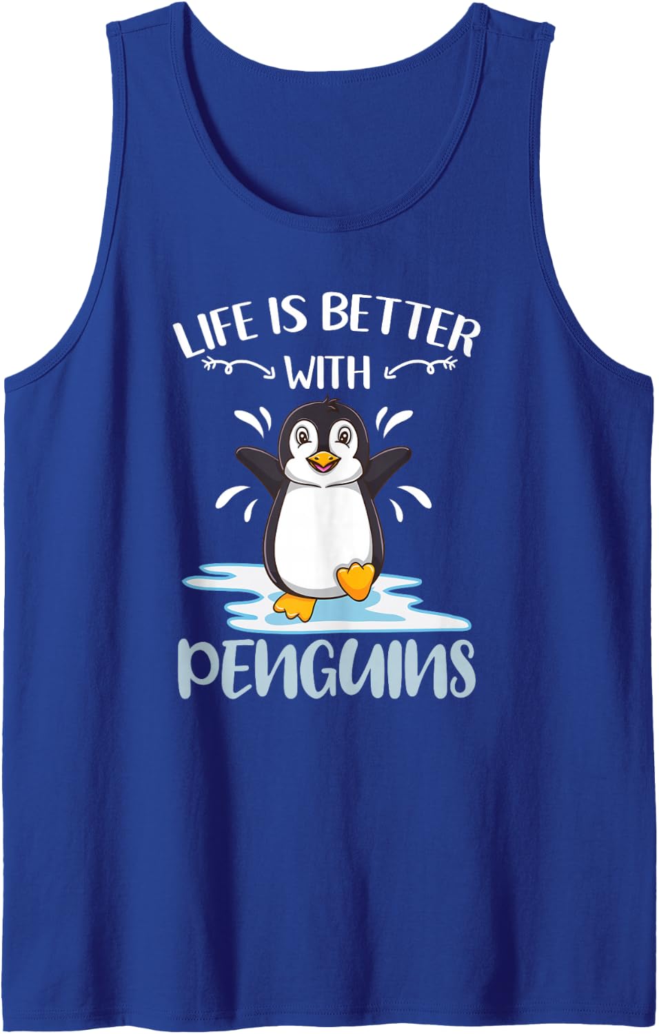 Life is Better with Penguins Sleeveless Tank Top - Royal Blue