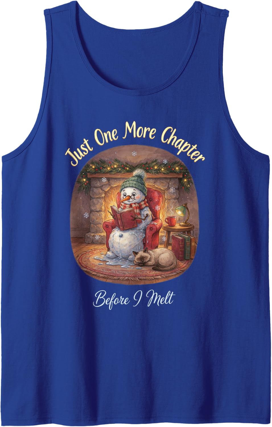Just One More Chapter Before I Melt Siamese Cat Book Lover Sleeveless Tank Top - Royal Blue