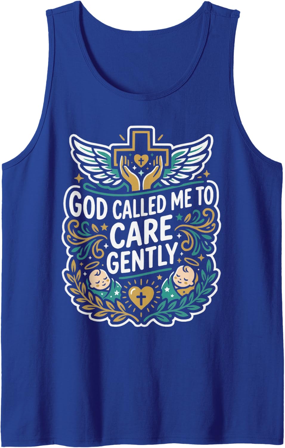 Christian Nanny Jesus Christ Babysitter Babysitting Sleeveless Tank Top - Royal Blue