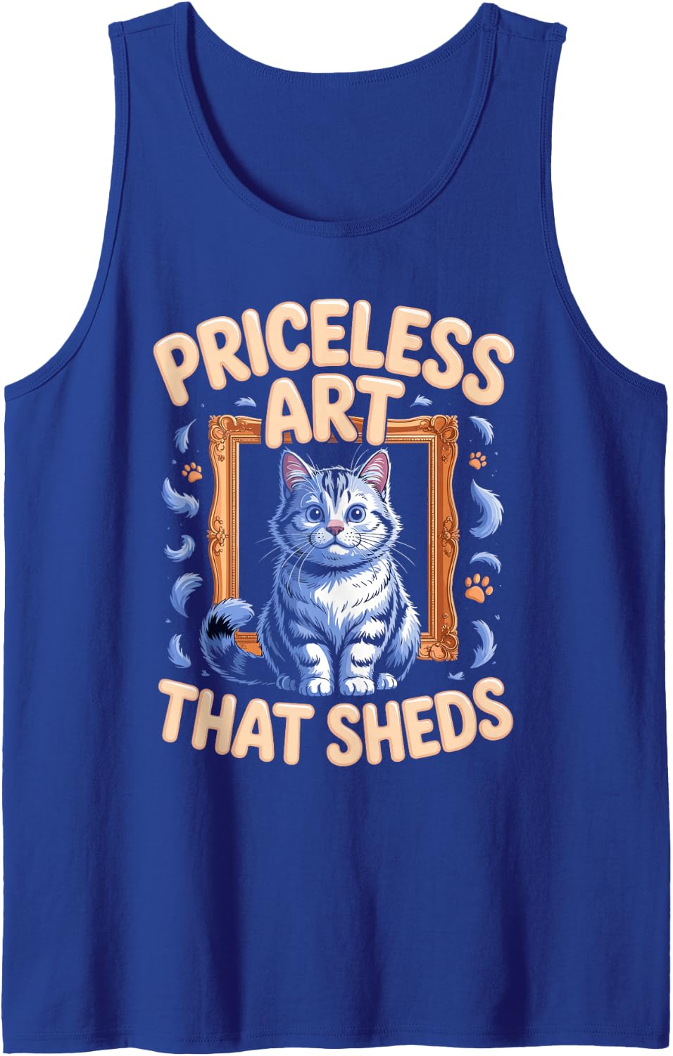 Priceless Art that Sheds British Shorthair Cat Sleeveless Tank Top - Royal Blue