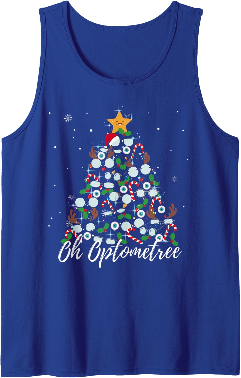 Optometrist Optometry Christmas Tree Lights Eye Doctor Xmas Sleeveless Tank Top - Royal Blue