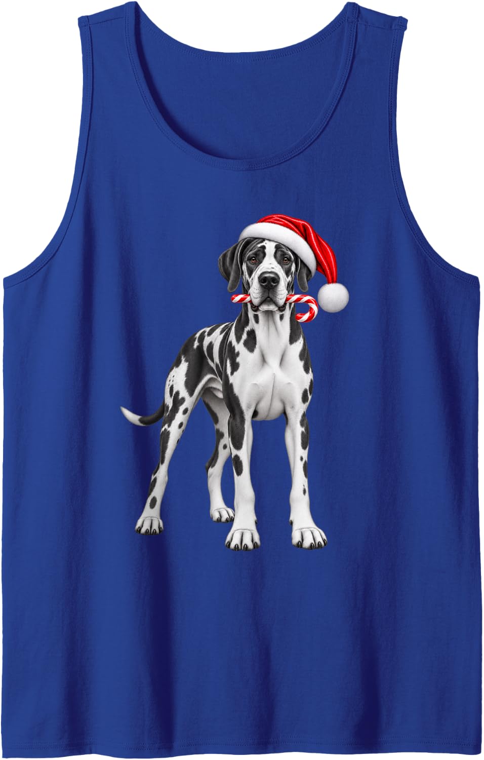 Great Dane Christmas Santa Hat Candy Cane Xmas Dog Sleeveless Tank Top - Royal Blue