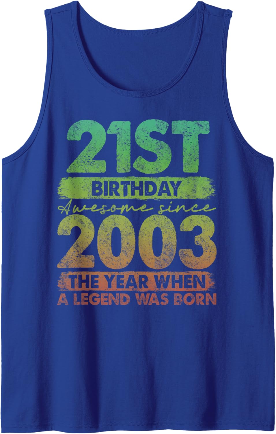 21st Birthday 21 Year Old Gifts Vintage 2003 Limited Edition Sleeveless Tank Top - Royal Blue
