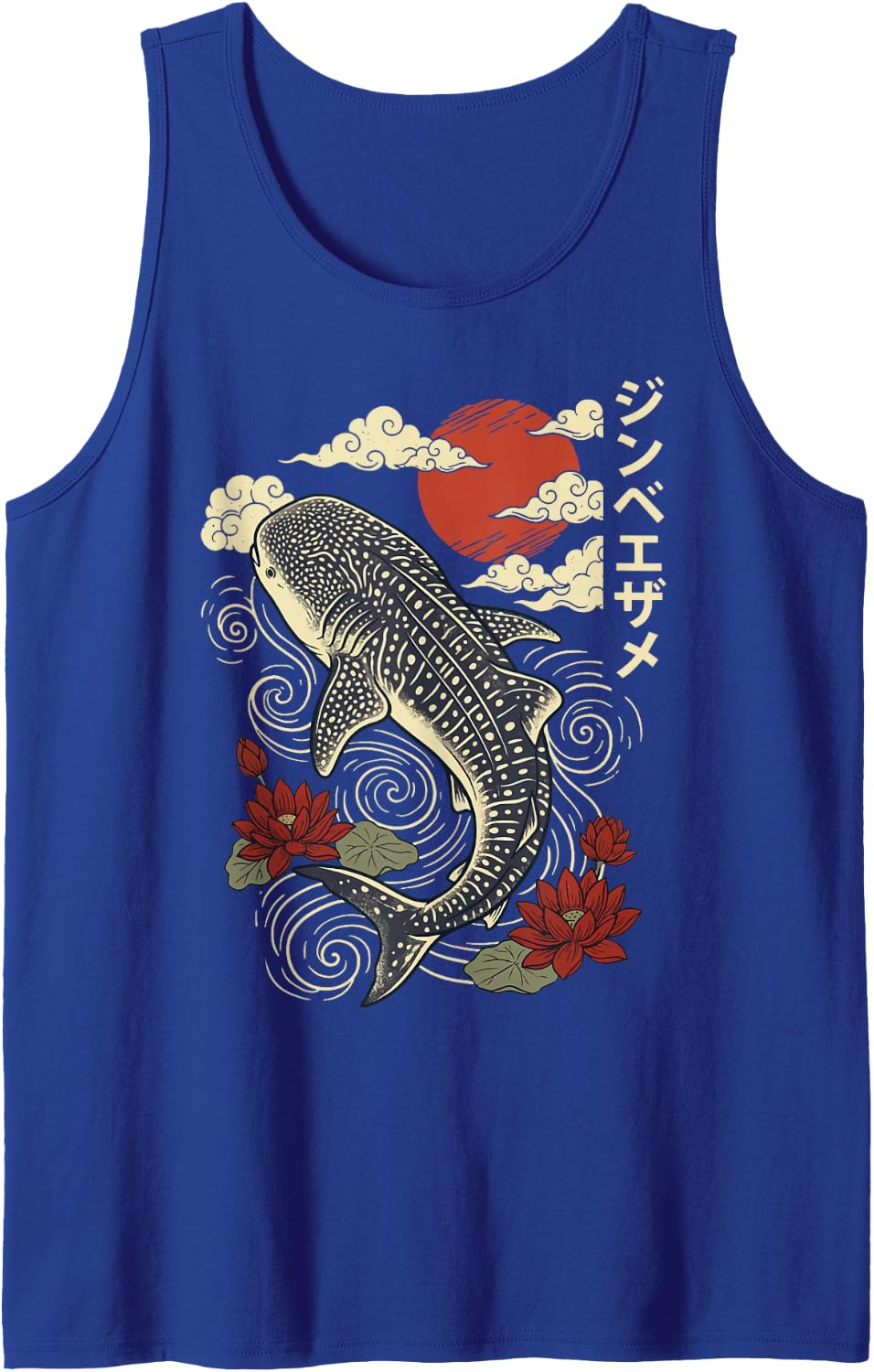 Whale Shark Japanese Ocean Sleeveless Tank Top - Royal Blue
