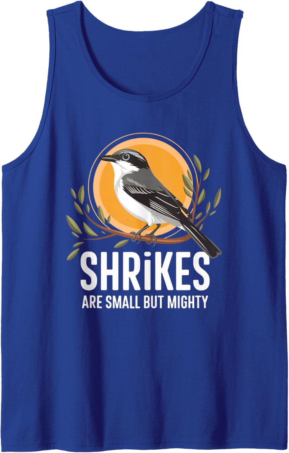 Shrike – Unique Birdwatching Design Sleeveless Tank Top - Royal Blue