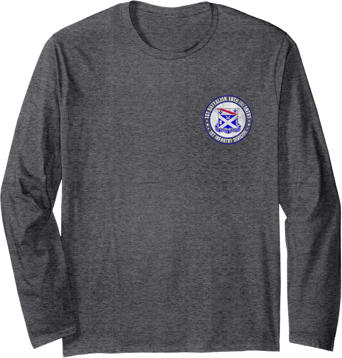 1st Battalion 18th Infantry 1st Infantry Division Veteran Long Sleeve T-Shirt - Adult Unisex Dark Heather Grey