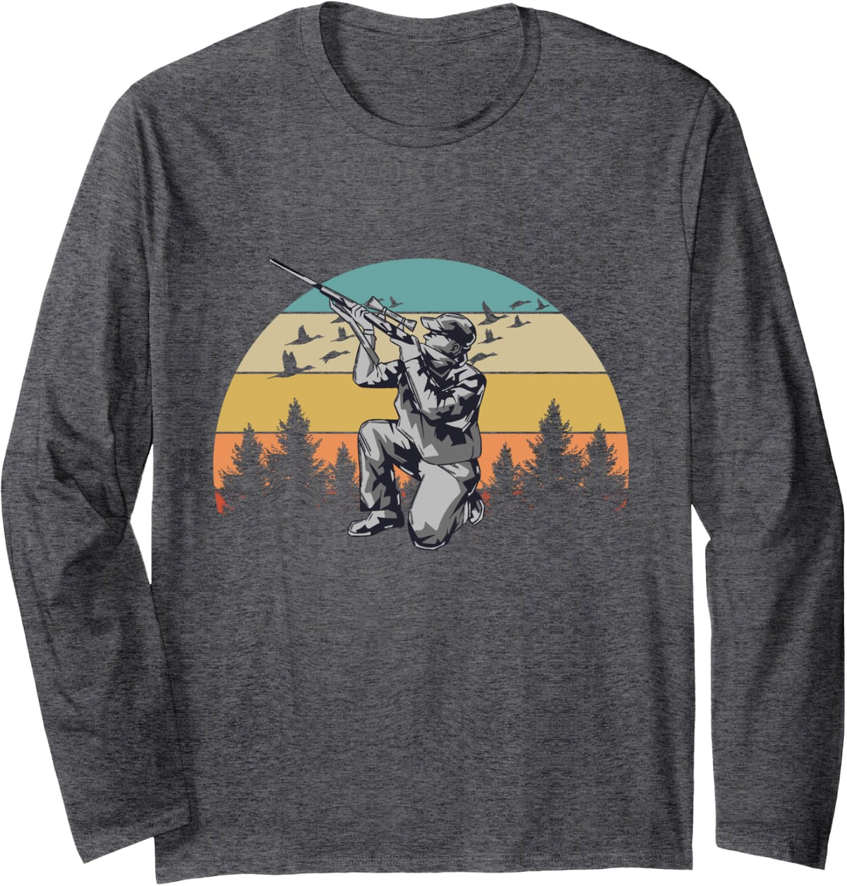 Duck Hunter Waterfowl Duck Hunting Long Sleeve T-Shirt - Adult Unisex Dark Heather Grey