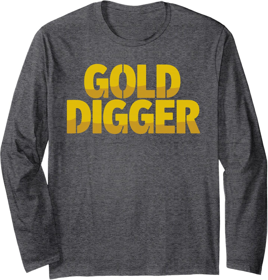 Gold Digger Art for Men Women Kids Gold Panning Mining Long Sleeve T-Shirt - Adult Unisex Dark Heather Grey