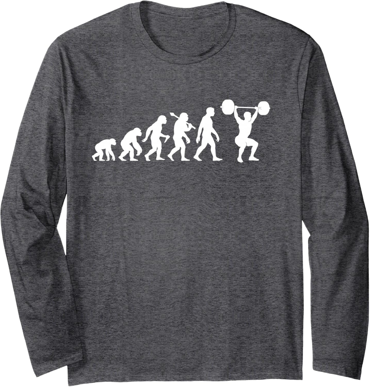 Weightlifting Evolution for Weightlifter Strength Athletes Long Sleeve T-Shirt - Adult Unisex Dark Heather Grey