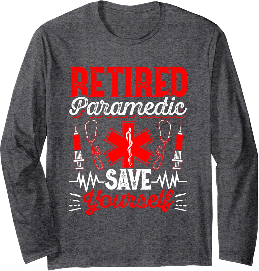 Paramedic Retirement Sani Paramedic Retirement Long Sleeve T-Shirt - Adult Unisex Dark Heather Grey