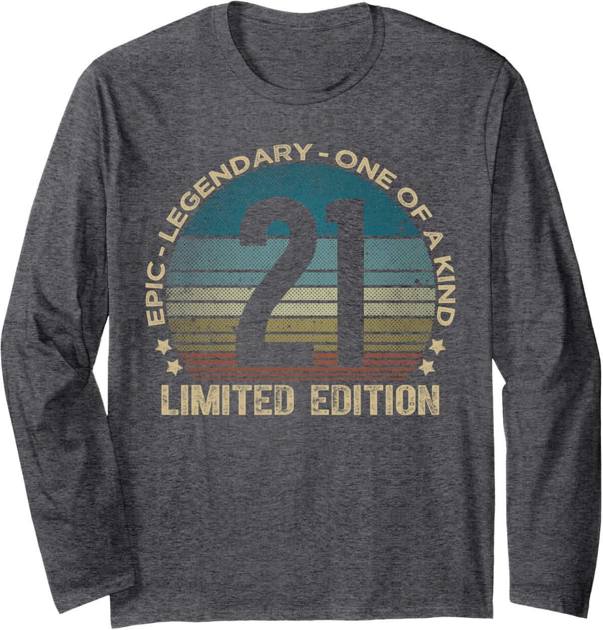 21 Year Old Gifts Limited Edition Vintage 21st Birthday Long Sleeve T-Shirt - Adult Unisex Dark Heather Grey