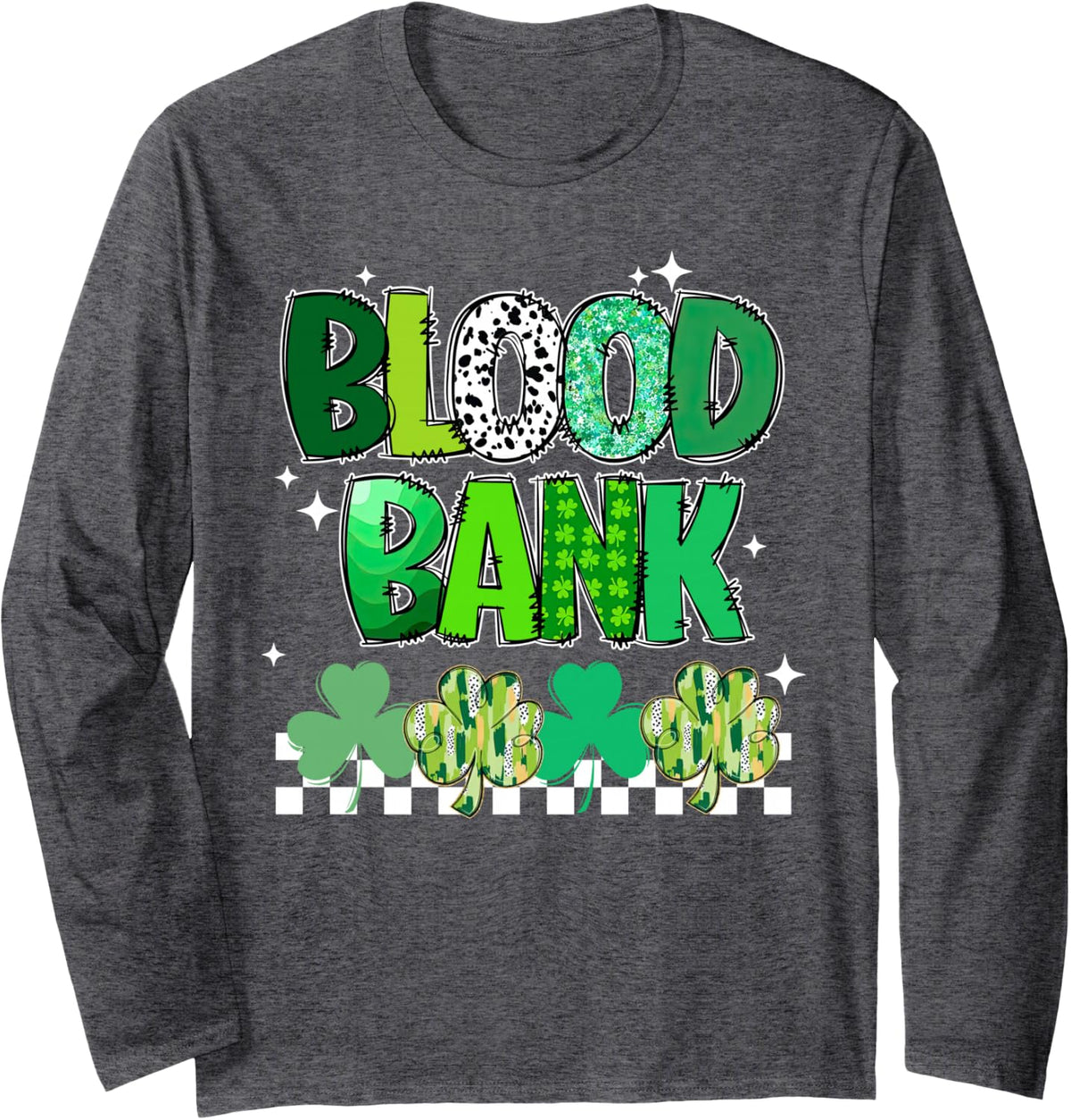 St. Patrick's Day Blood Bank Laboratory Medical Lab Science Long Sleeve T-Shirt - Adult Unisex Dark Heather Grey