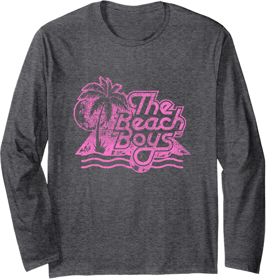 Official Beach Boys Palm Tree Logo Long Sleeve T-Shirt - Adult Unisex Dark Heather Grey