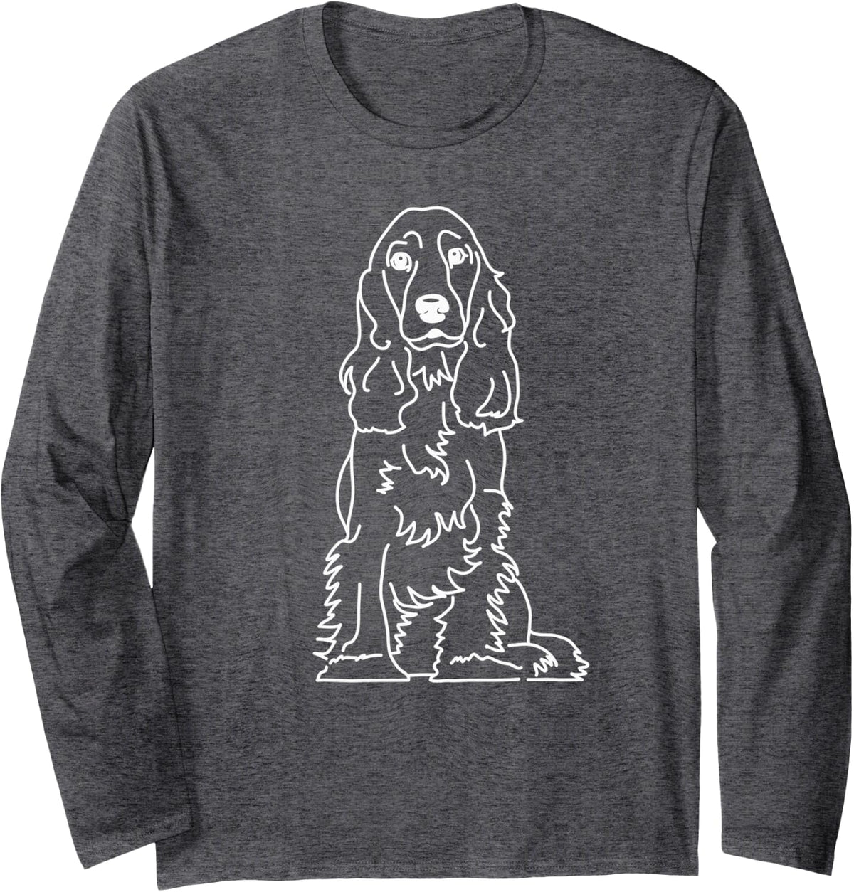 Cocker Spaniel Dog Owner Graphic Long Sleeve T-Shirt - Adult Unisex Dark Heather Grey